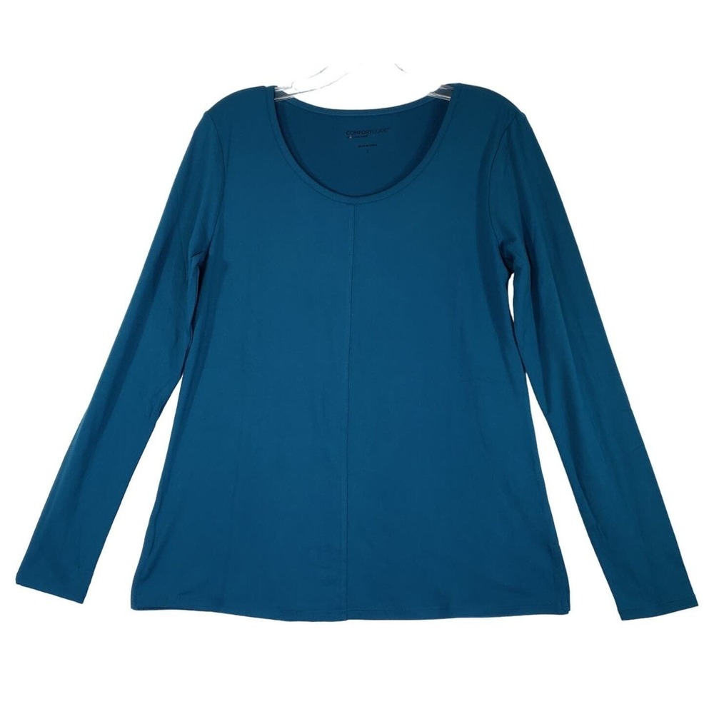 Comfort Code by Cuddl Duds Teal Blue Long Sleeve Top Womens Small Loungewear